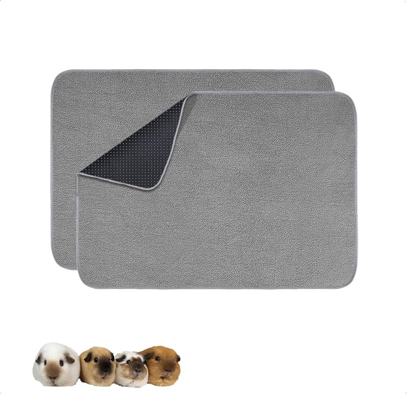 GINIDEAR Guinea Pig Cage Liner, 2 Pack - Washable, Reusable, Leakproof Fleece Bedding Pads for Small Animals with Anti-Slip Bottom - for Midwest Cage/24''X36'' Area, Gray - Image 1